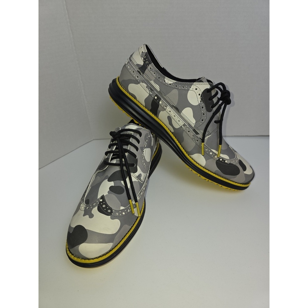 Cole Haan Original Grand Wing Golf Oxford Gray Camo Size 10.5 C34388 Golf